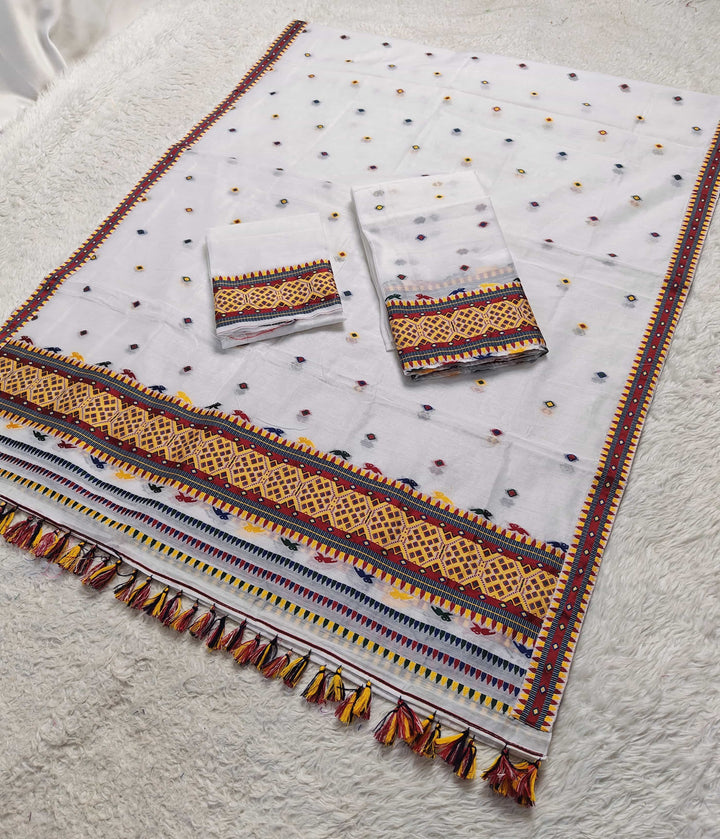Ready-To-Wear Multi-Dhaga Work AC Cotton* Mekhela Sador