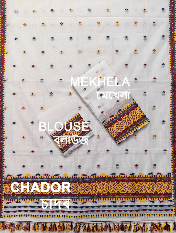 Ready-To-Wear Multi-Dhaga Work AC Cotton* Mekhela Sador