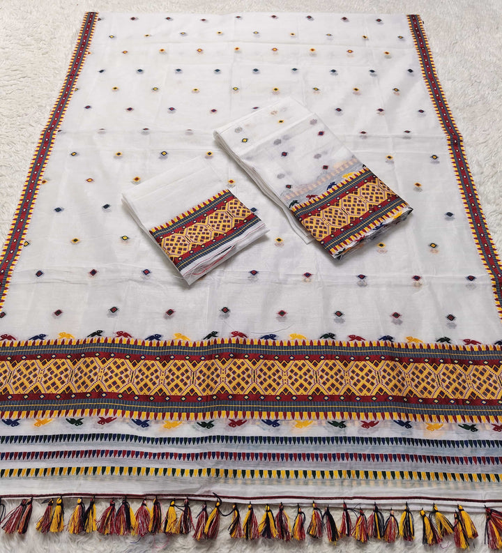Ready-To-Wear Multi-Dhaga Work AC Cotton* Mekhela Sador