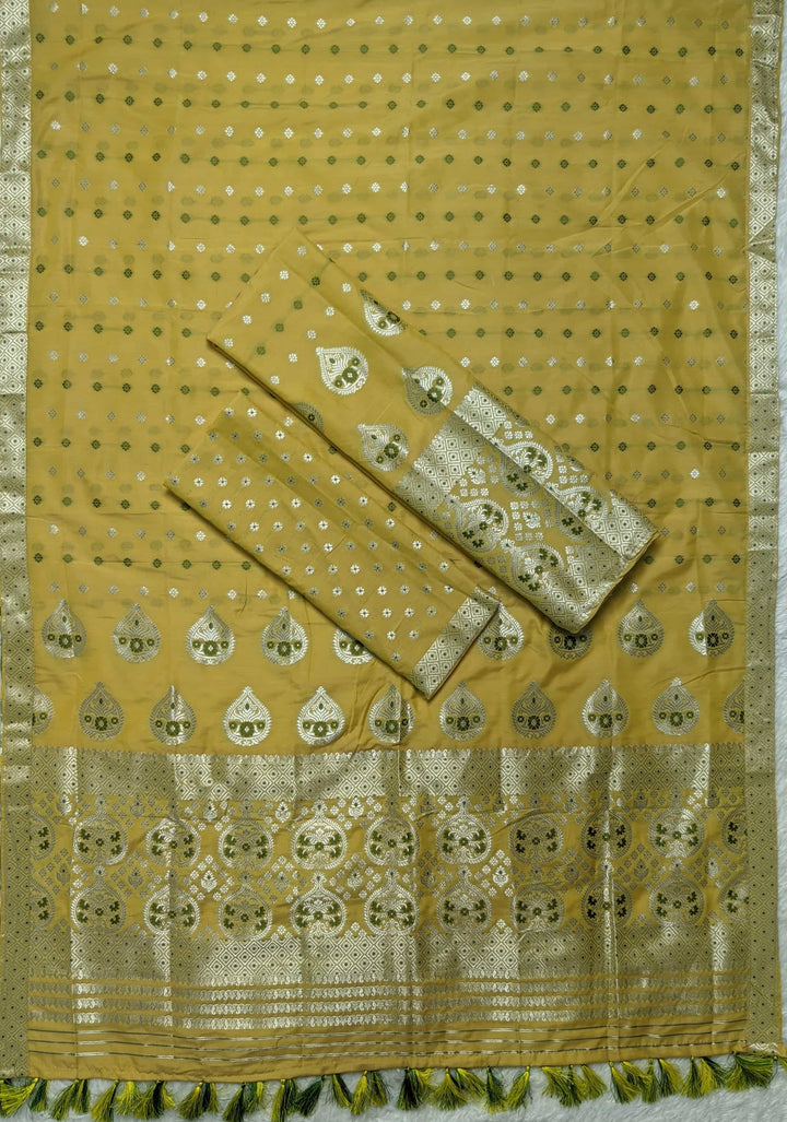 Ready-To-Wear Silver Jari Super Cotton* Mekhela Sador