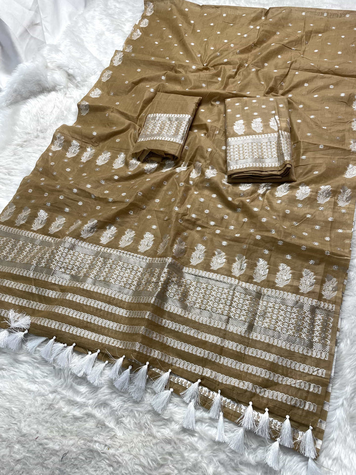 Ready-To-Wear Dhaga & Jari Weaving Work Premium Cotton* Mekhela Sador