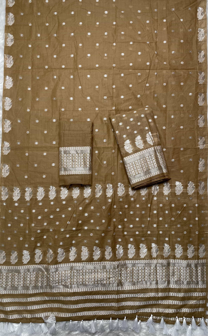 Ready-To-Wear Dhaga & Jari Weaving Work Premium Cotton* Mekhela Sador