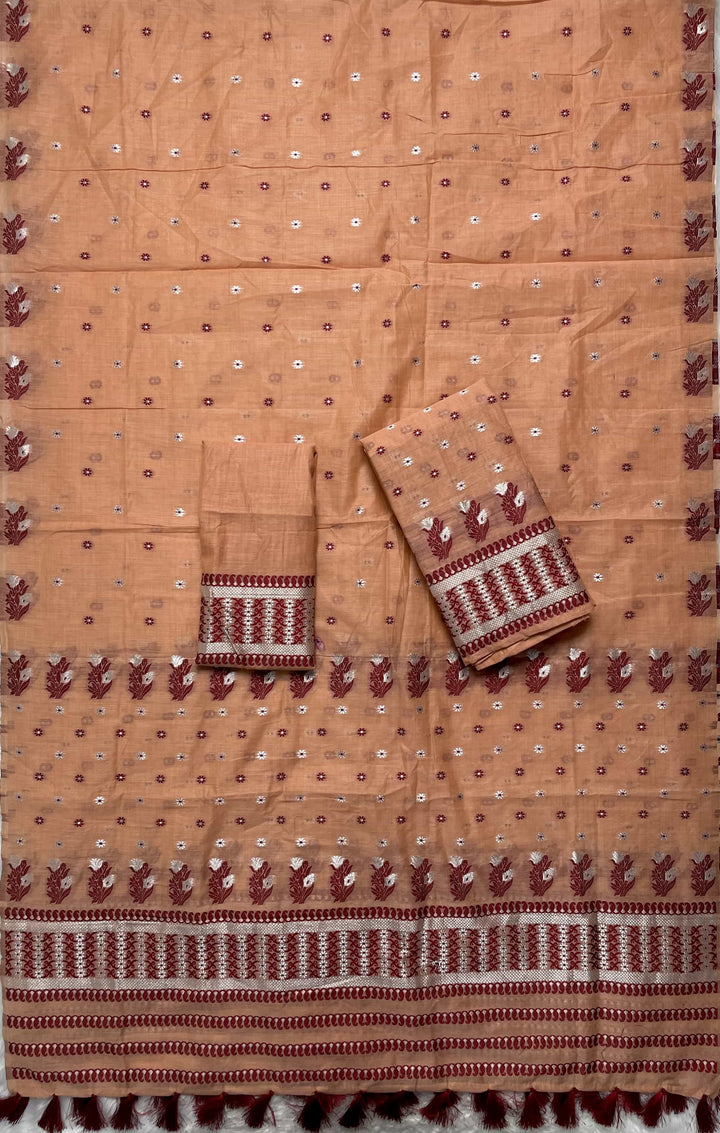 Ready-To-Wear Dhaga & Jari Weaving Work Premium Cotton* Mekhela Sador