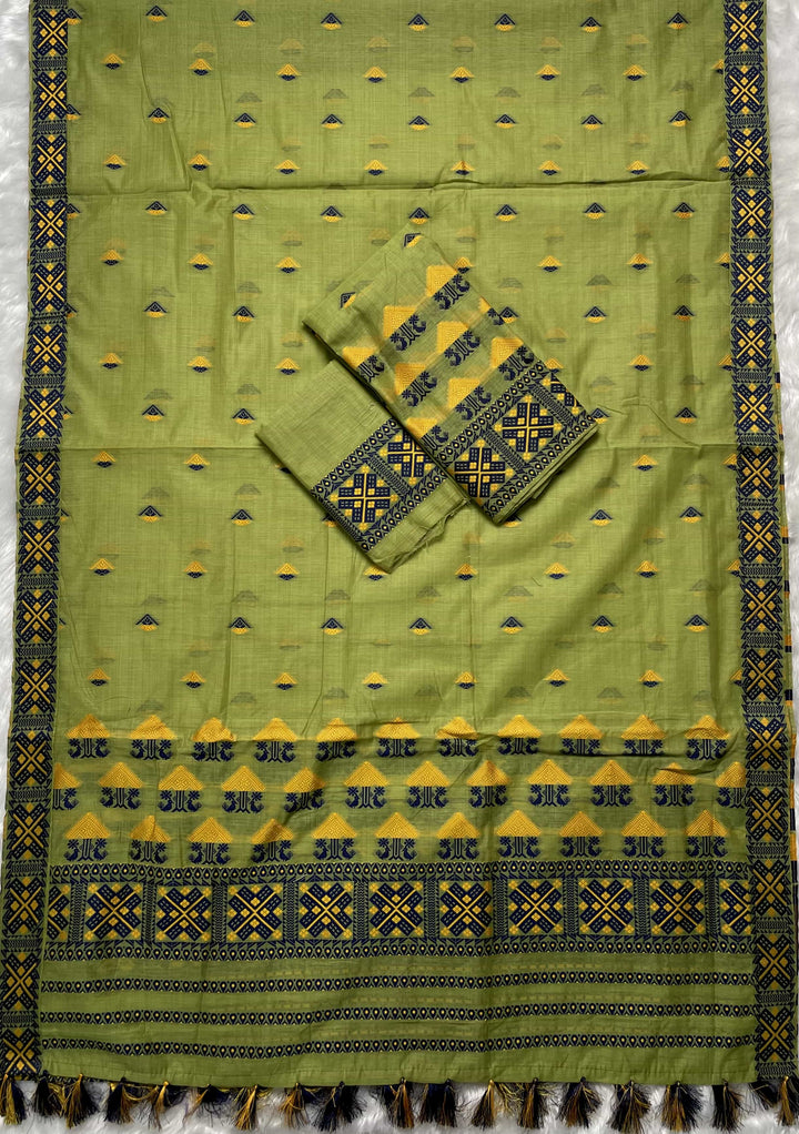 Ready-To-Wear Dhaga & Jari Weaving Work Premium Cotton* Mekhela Sador