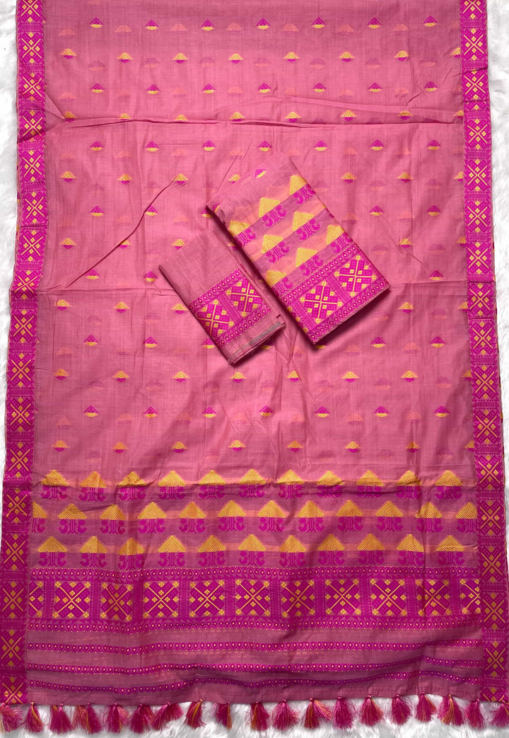Ready-To-Wear Dhaga & Jari Weaving Work Premium Cotton* Mekhela Sador