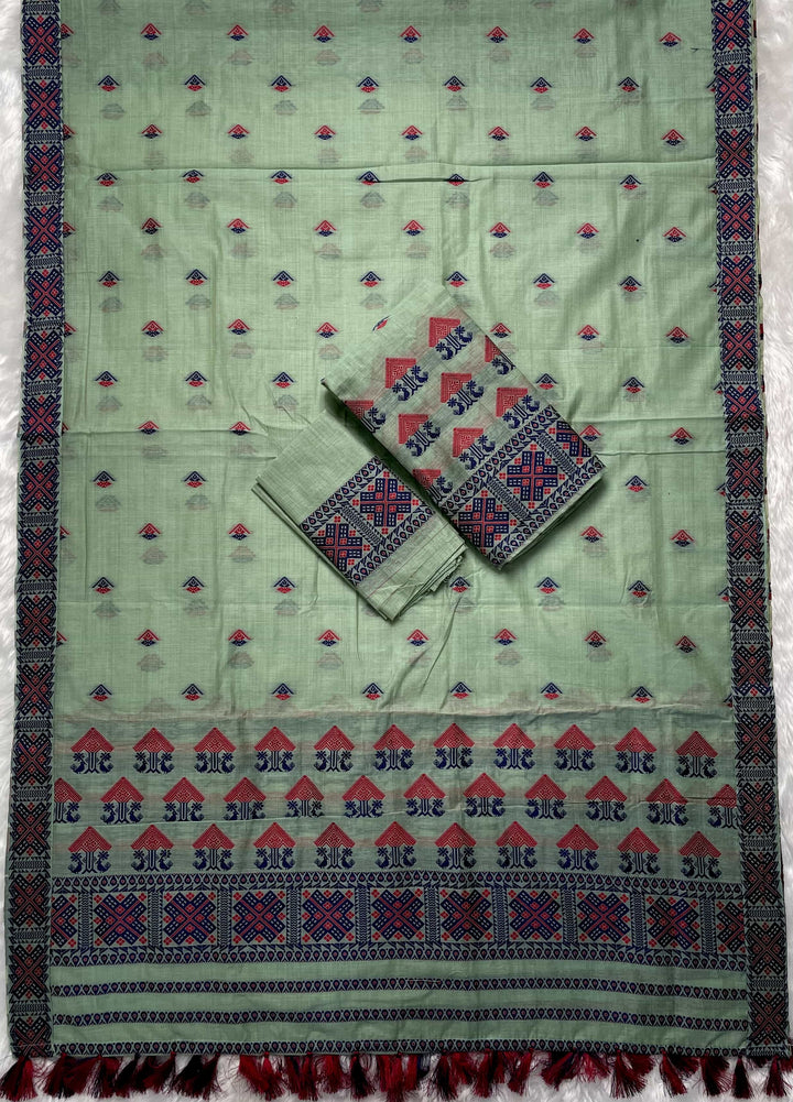Ready-To-Wear Dhaga & Jari Weaving Work Premium Cotton* Mekhela Sador