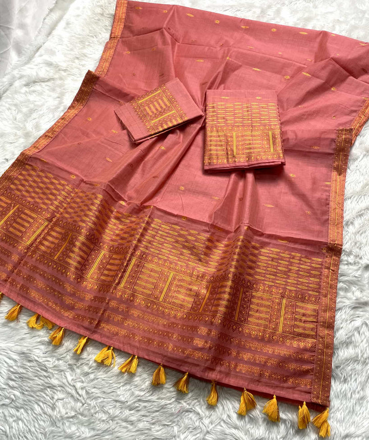 Ready-To-Wear Dhaga & Jari Weaving Work Premium Cotton* Mekhela Sador
