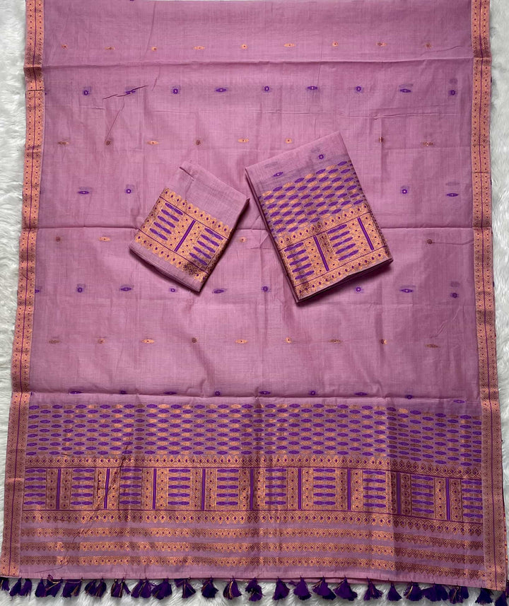 Ready-To-Wear Dhaga & Jari Weaving Work Premium Cotton* Mekhela Sador