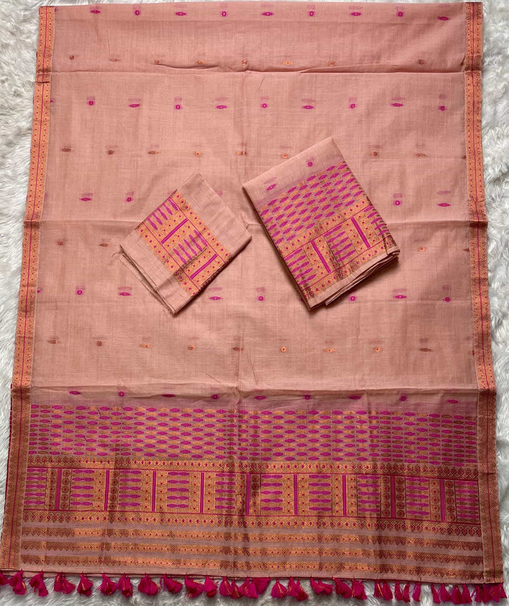 Ready-To-Wear Dhaga & Jari Weaving Work Premium Cotton* Mekhela Sador