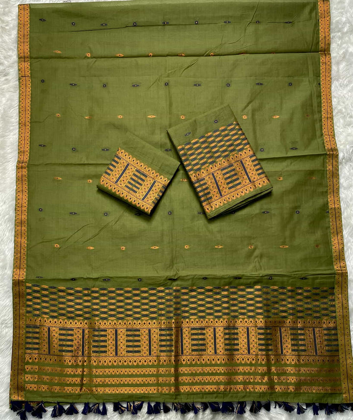 Ready-To-Wear Dhaga & Jari Weaving Work Premium Cotton* Mekhela Sador