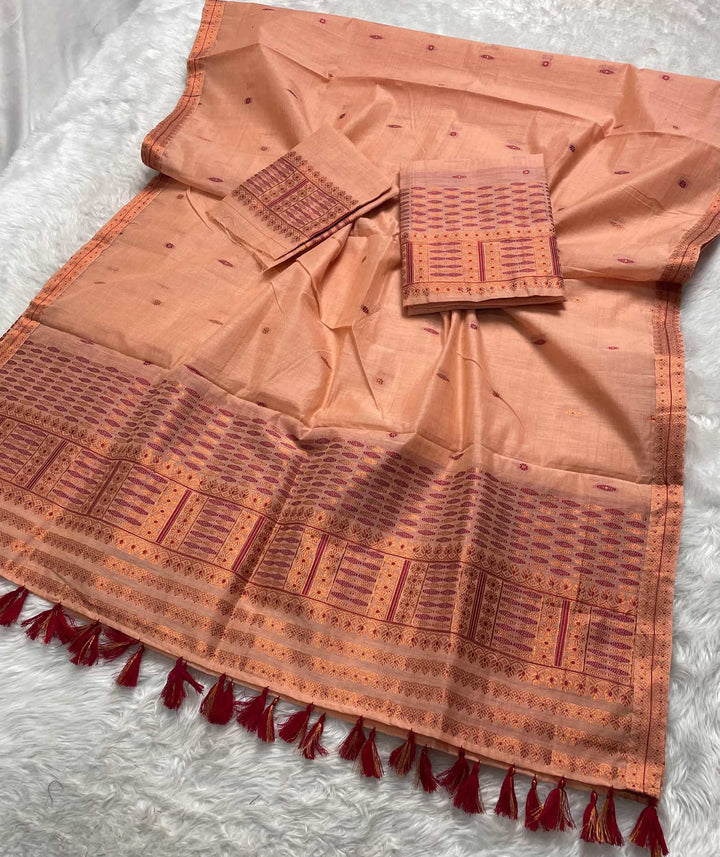 Ready-To-Wear Dhaga & Jari Weaving Work Premium Cotton* Mekhela Sador