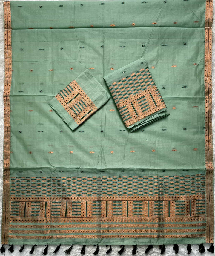 Ready-To-Wear Dhaga & Jari Weaving Work Premium Cotton* Mekhela Sador