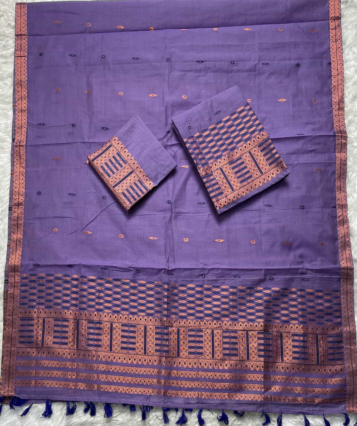Ready-To-Wear Dhaga & Jari Weaving Work Premium Cotton* Mekhela Sador