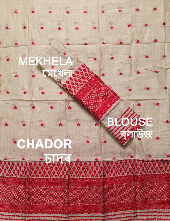 Dhaga & Jari Weaving Work Premium Cotton* Mekhela Sador
