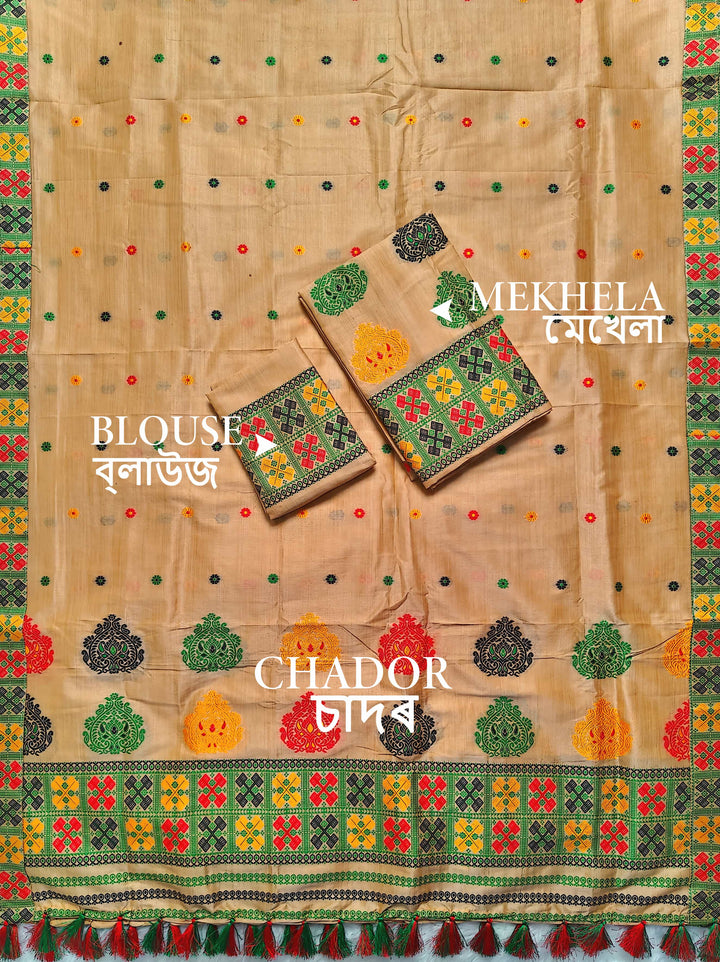 Ready-To-Wear Fixed Pari King Khap Bhagalpuri Art Toss* Mekhela Sador
