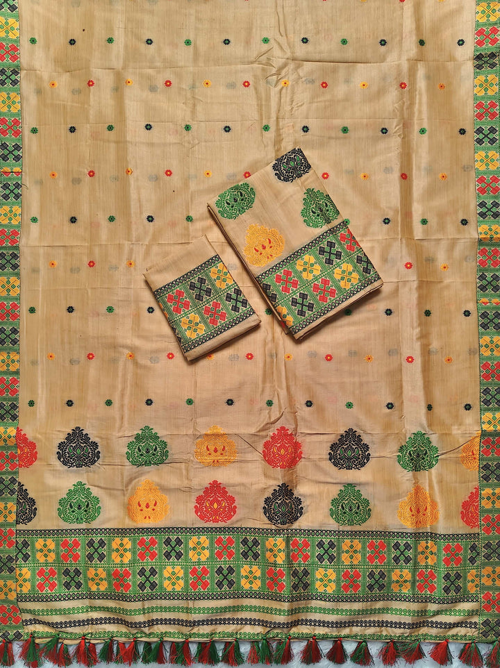 Ready-To-Wear Fixed Pari King Khap Bhagalpuri Art Toss* Mekhela Sador