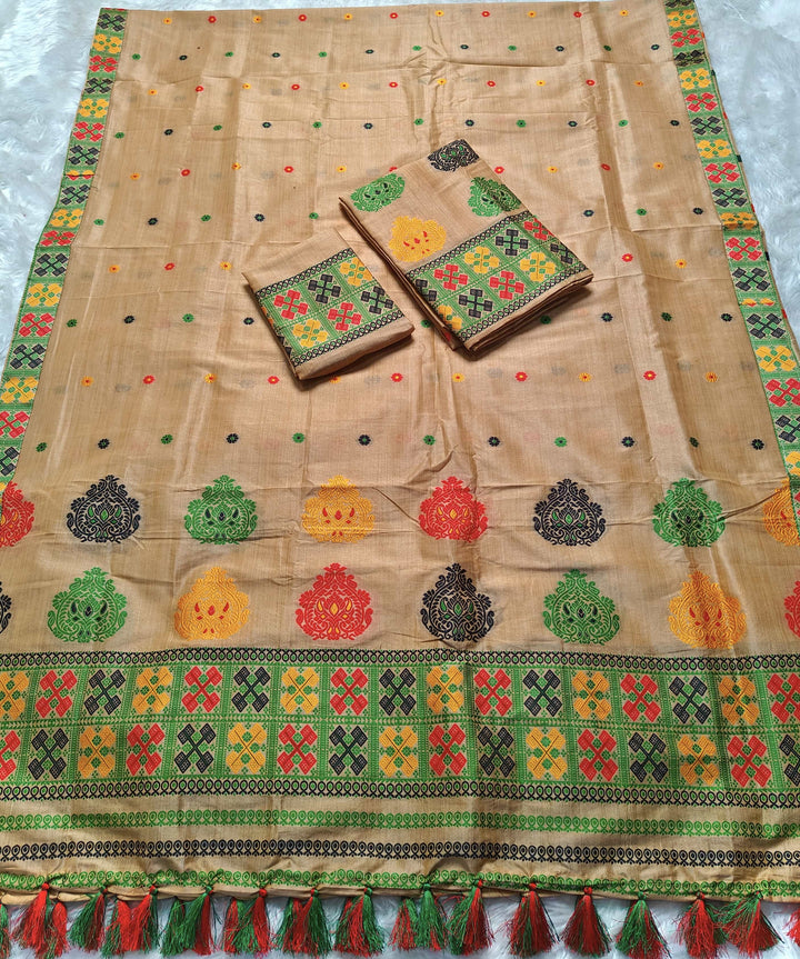 Ready-To-Wear Fixed Pari King Khap Bhagalpuri Art Toss* Mekhela Sador