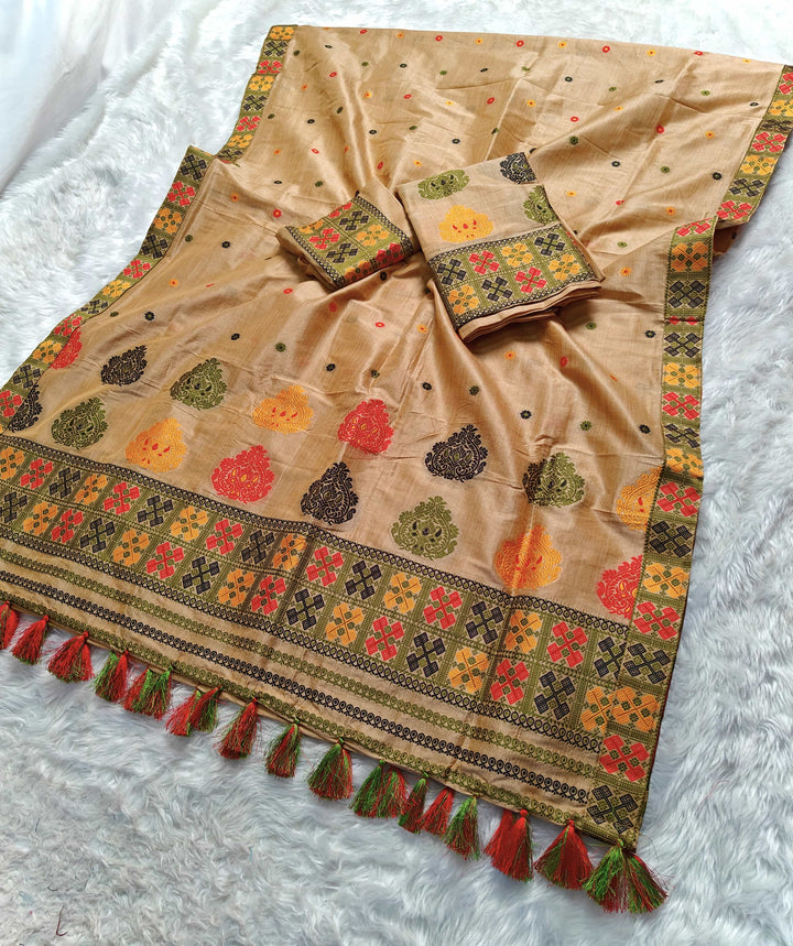 Ready-To-Wear Fixed Pari King Khap Bhagalpuri Art Toss* Mekhela Sador