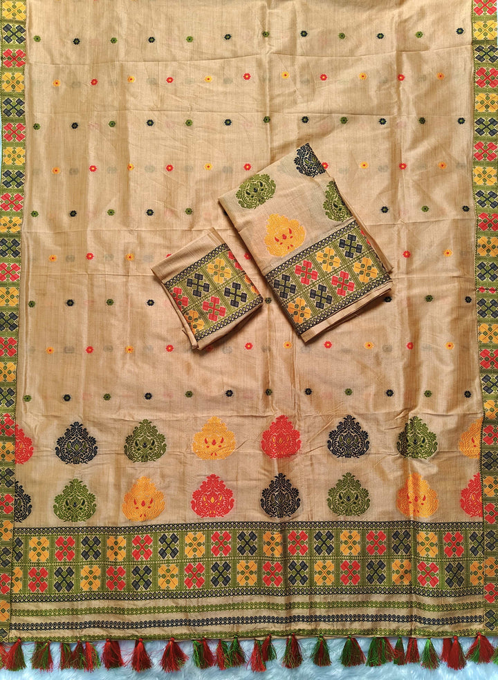Ready-To-Wear Fixed Pari King Khap Bhagalpuri Art Toss* Mekhela Sador