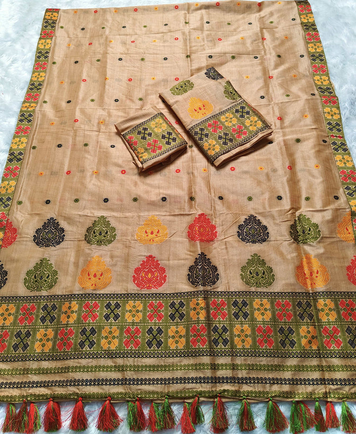 Ready-To-Wear Fixed Pari King Khap Bhagalpuri Art Toss* Mekhela Sador