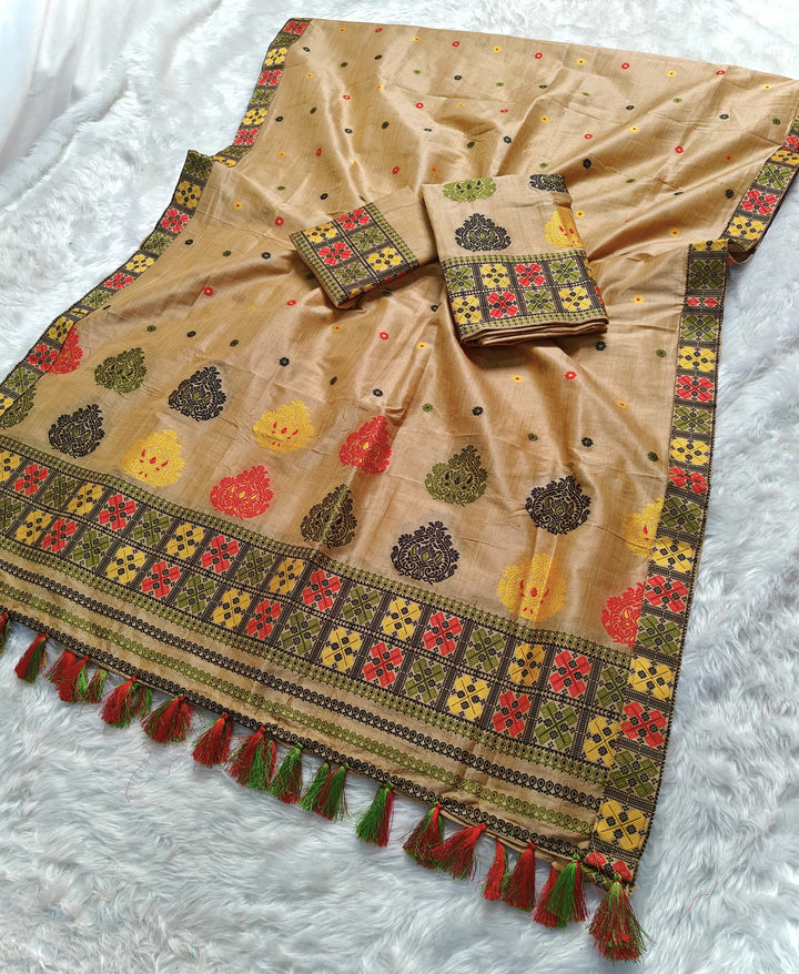 Ready-To-Wear Fixed Pari King Khap Bhagalpuri Art Toss* Mekhela Sador