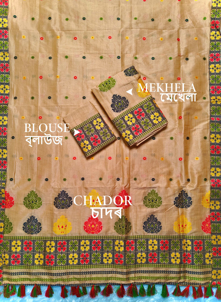 Ready-To-Wear Fixed Pari King Khap Bhagalpuri Art Toss* Mekhela Sador