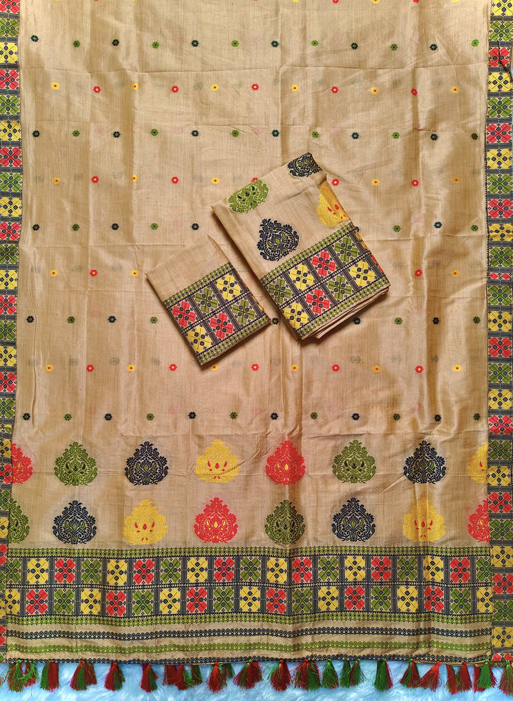 Ready-To-Wear Fixed Pari King Khap Bhagalpuri Art Toss* Mekhela Sador
