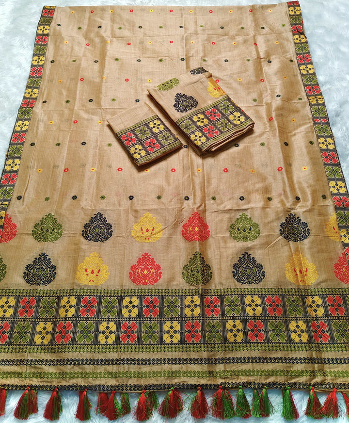 Ready-To-Wear Fixed Pari King Khap Bhagalpuri Art Toss* Mekhela Sador