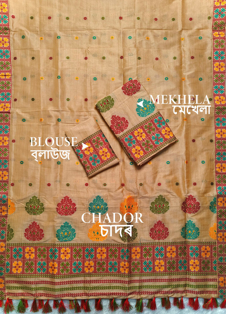 Ready-To-Wear Fixed Pari King Khap Bhagalpuri Art Toss* Mekhela Sador