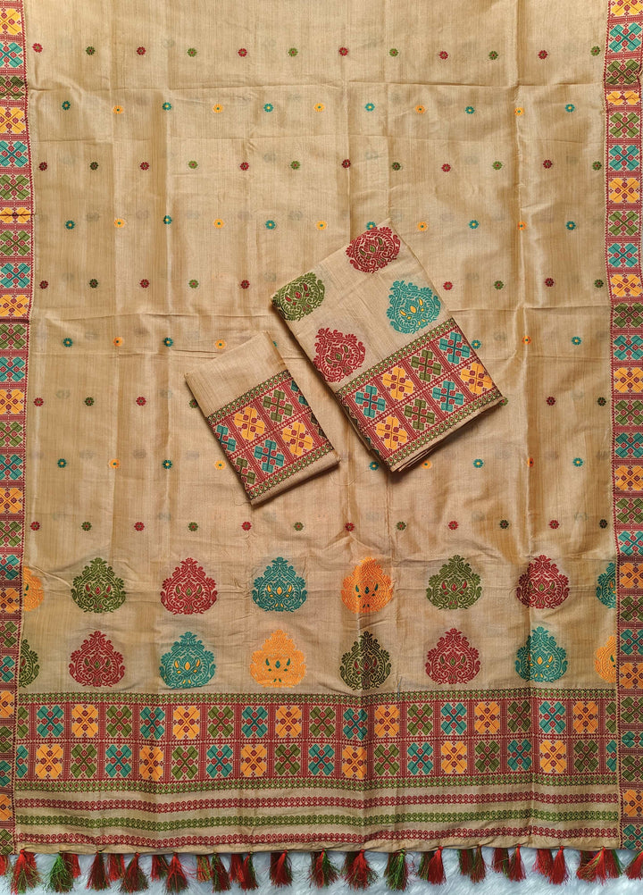 Ready-To-Wear Fixed Pari King Khap Bhagalpuri Art Toss* Mekhela Sador