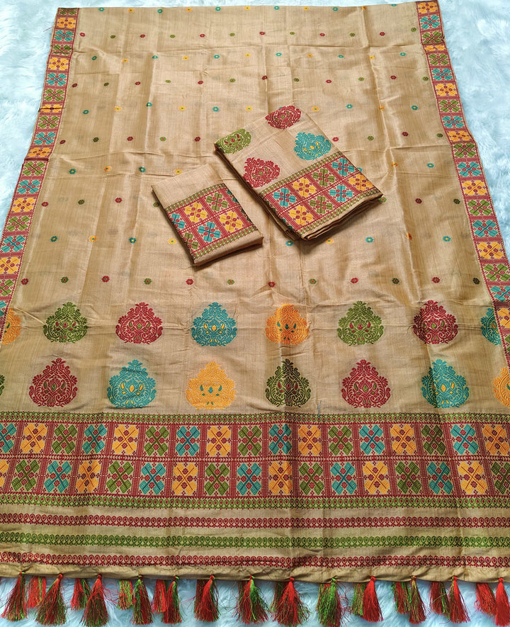 Ready-To-Wear Fixed Pari King Khap Bhagalpuri Art Toss* Mekhela Sador