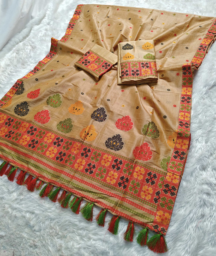 Ready-To-Wear Fixed Pari King Khap Bhagalpuri Art Toss* Mekhela Sador