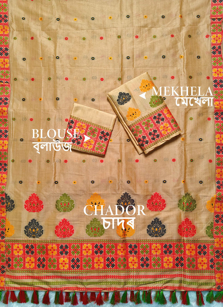 Ready-To-Wear Fixed Pari King Khap Bhagalpuri Art Toss* Mekhela Sador