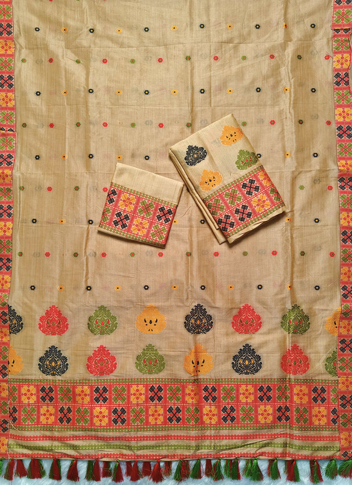 Ready-To-Wear Fixed Pari King Khap Bhagalpuri Art Toss* Mekhela Sador