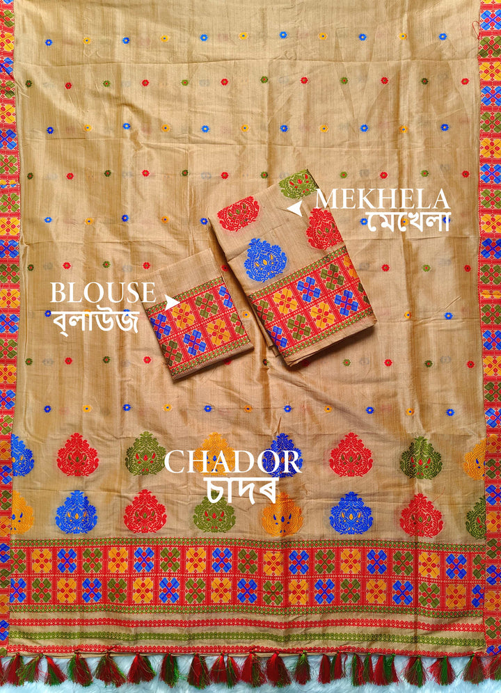 Ready-To-Wear Fixed Pari King Khap Bhagalpuri Art Toss* Mekhela Sador