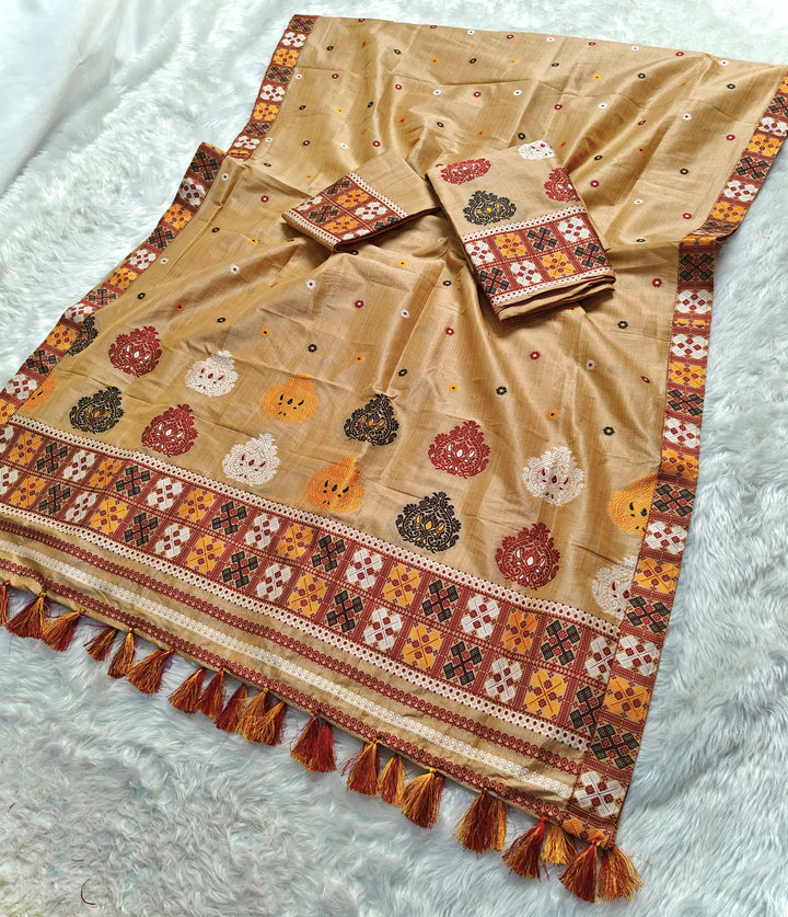 Ready-To-Wear Fixed Pari King Khap Bhagalpuri Art Toss* Mekhela Sador
