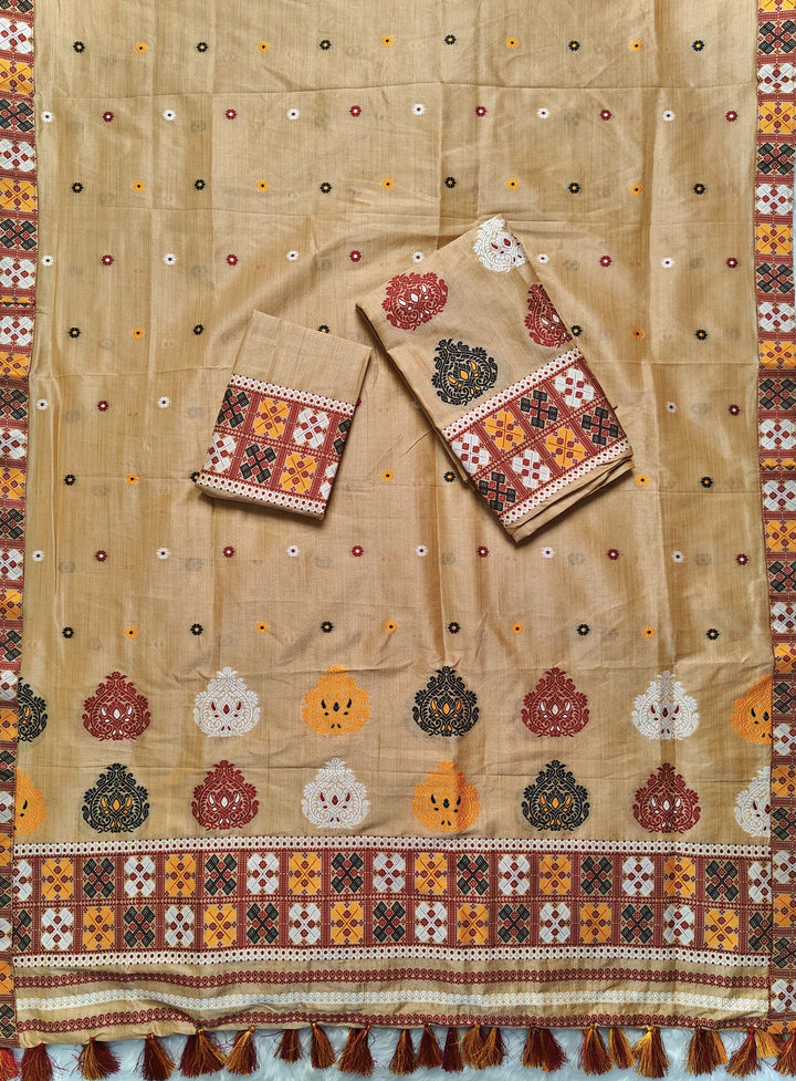 Ready-To-Wear Fixed Pari King Khap Bhagalpuri Art Toss* Mekhela Sador