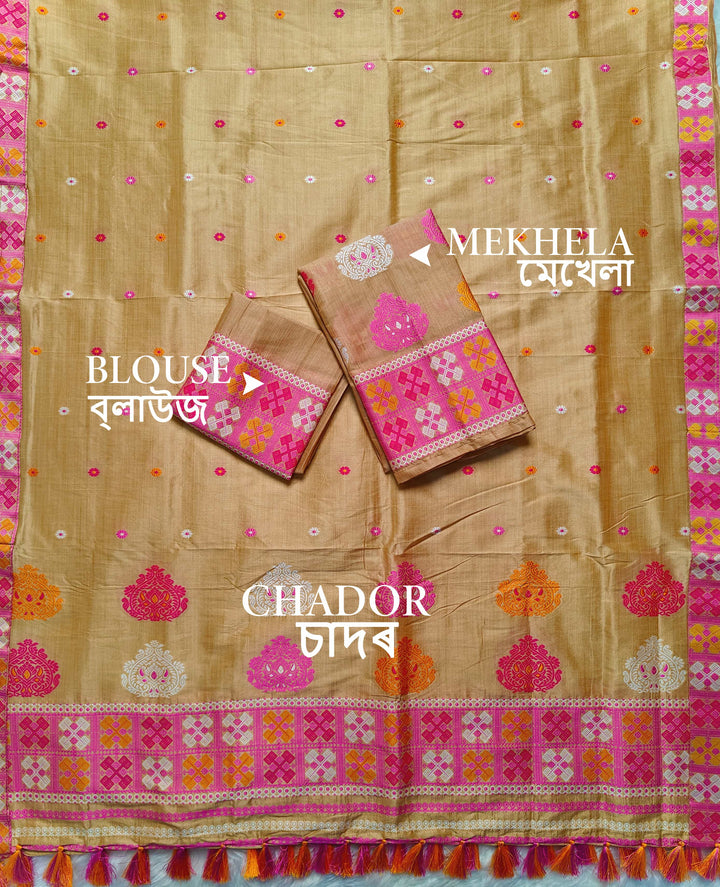 Ready-To-Wear Fixed Pari King Khap Bhagalpuri Art Toss* Mekhela Sador