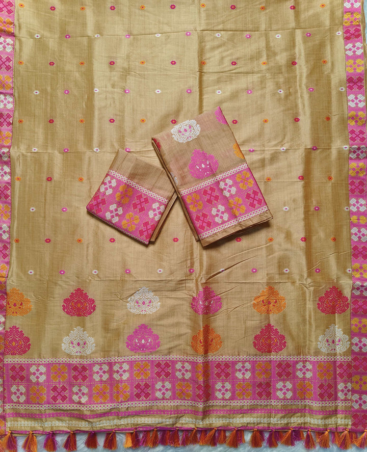 Ready-To-Wear Fixed Pari King Khap Bhagalpuri Art Toss* Mekhela Sador