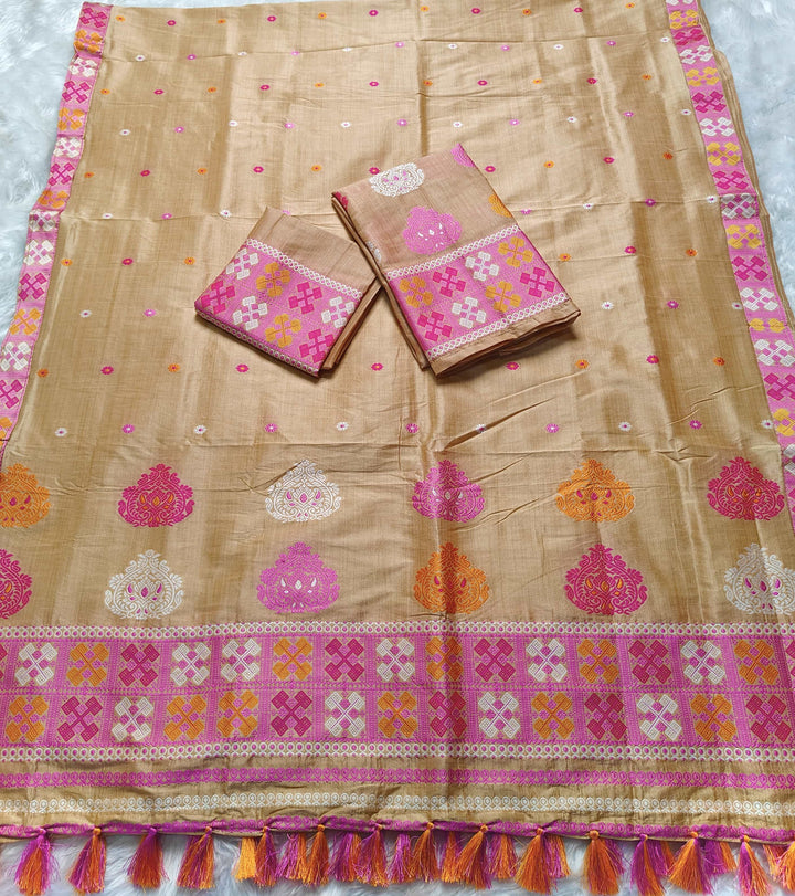 Ready-To-Wear Fixed Pari King Khap Bhagalpuri Art Toss* Mekhela Sador