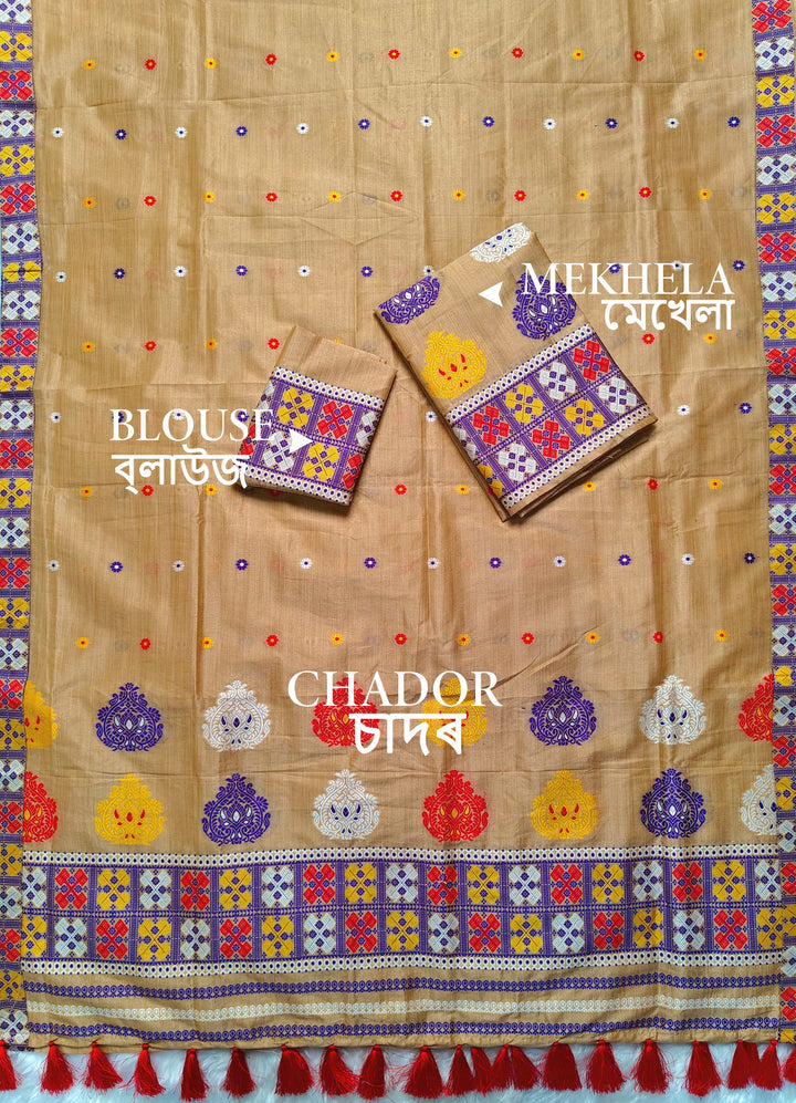 Ready-To-Wear Fixed Pari King Khap Bhagalpuri Art Toss* Mekhela Sador