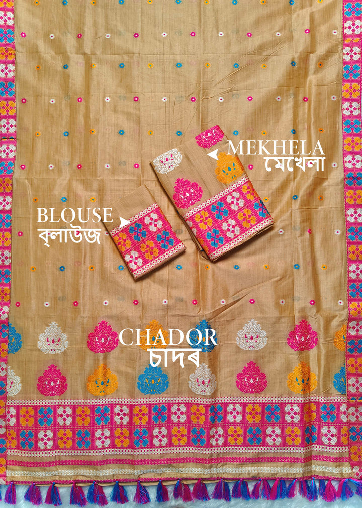 Ready-To-Wear Fixed Pari King Khap Bhagalpuri Art Toss* Mekhela Sador