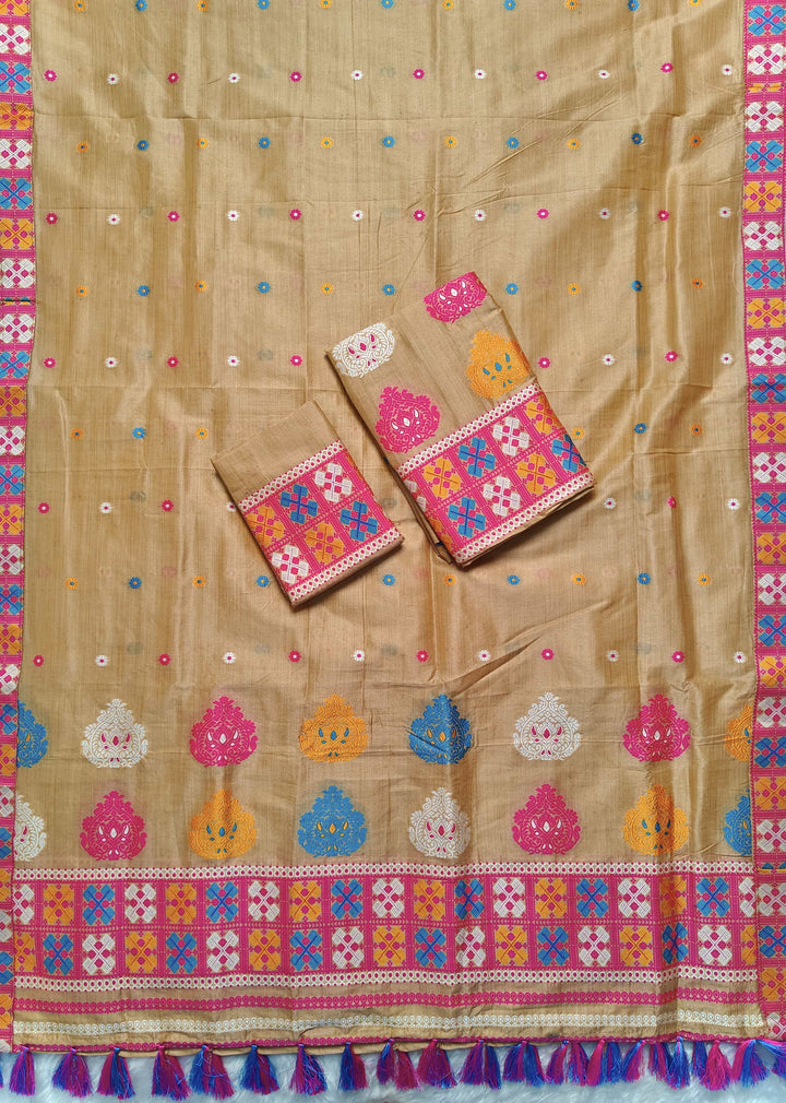Ready-To-Wear Fixed Pari King Khap Bhagalpuri Art Toss* Mekhela Sador