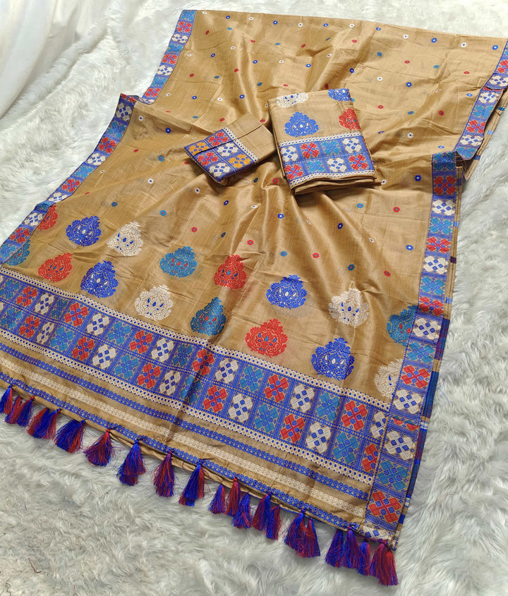 Ready-To-Wear Fixed Pari King Khap Bhagalpuri Art Toss* Mekhela Sador