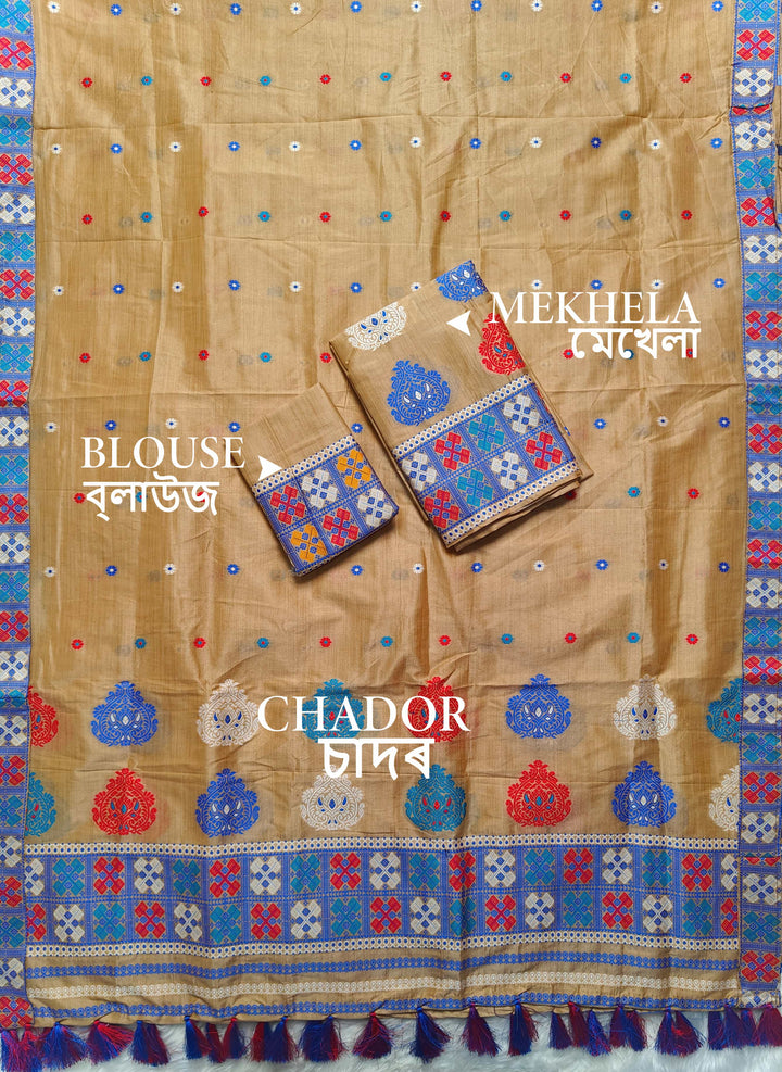 Ready-To-Wear Fixed Pari King Khap Bhagalpuri Art Toss* Mekhela Sador