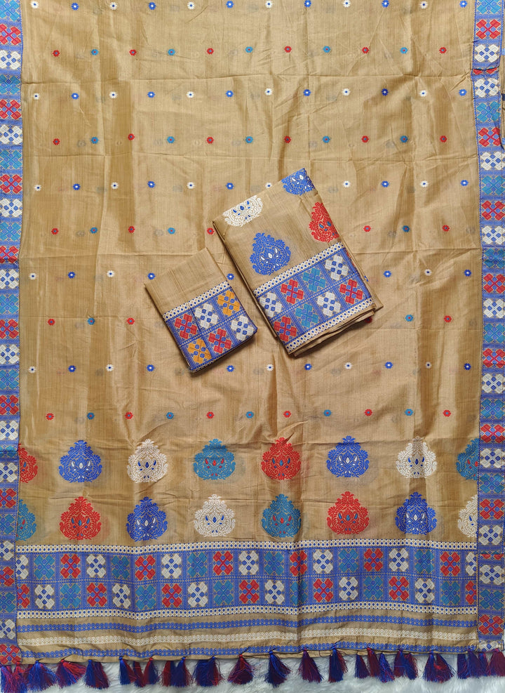 Ready-To-Wear Fixed Pari King Khap Bhagalpuri Art Toss* Mekhela Sador