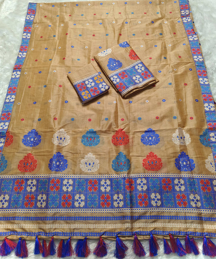 Ready-To-Wear Fixed Pari King Khap Bhagalpuri Art Toss* Mekhela Sador