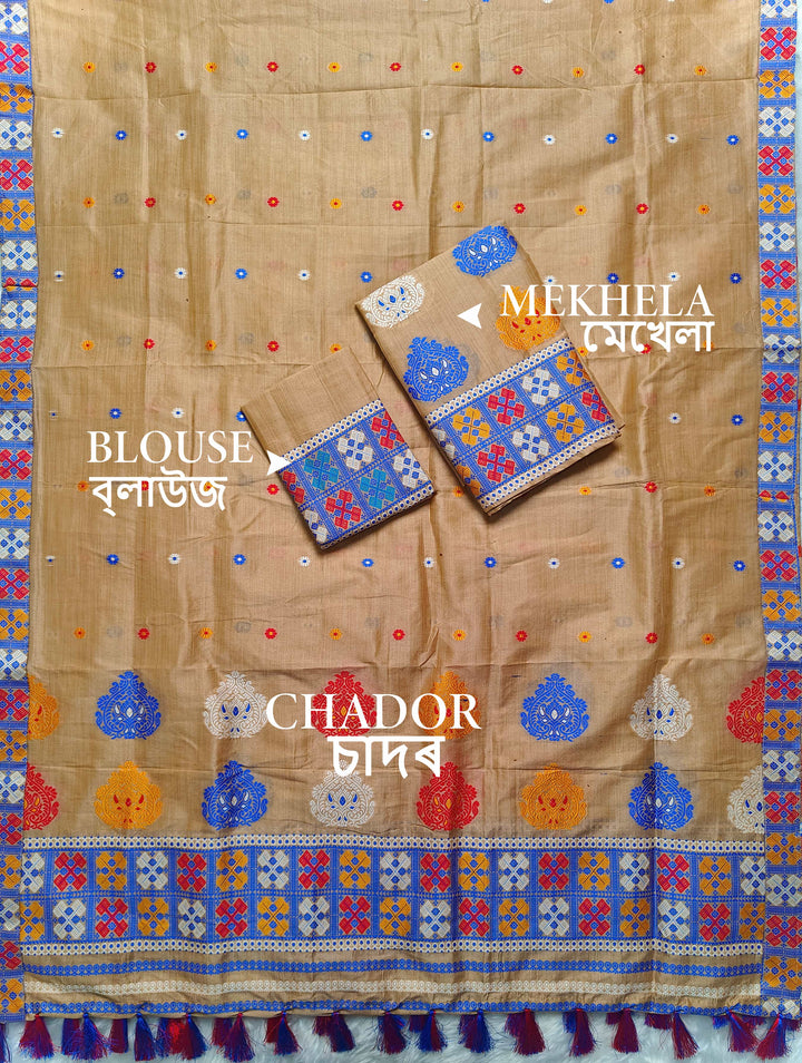 Ready-To-Wear Fixed Pari King Khap Bhagalpuri Art Toss* Mekhela Sador
