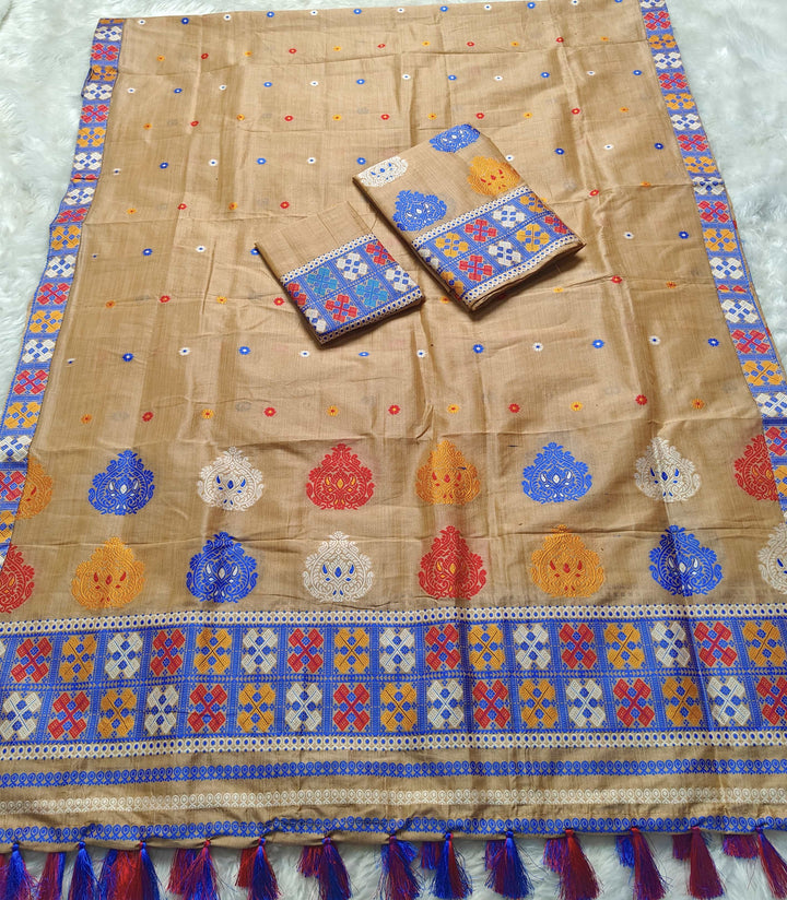 Ready-To-Wear Fixed Pari King Khap Bhagalpuri Art Toss* Mekhela Sador