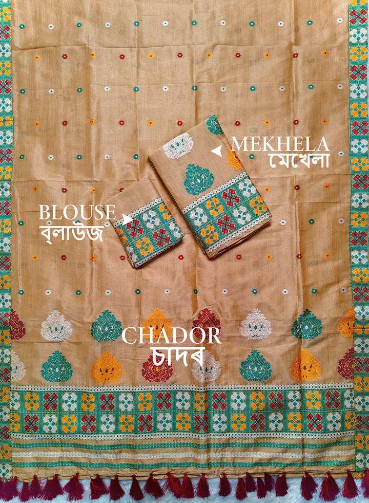 Ready-To-Wear Fixed Pari King Khap Bhagalpuri Art Toss* Mekhela Sador